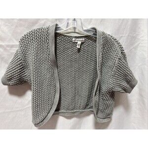 Aéropostale gray short-sleeved open-knit cardigan Large Cotton